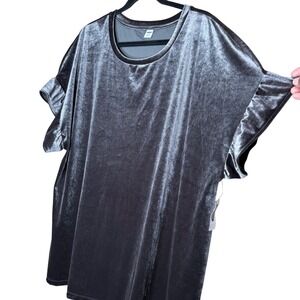 NEW Old Navy Womens 3X Plus Velvet Ruffle Sleeve Top Charcoal Grey Oversized